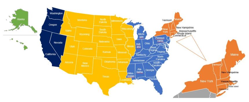 US Map with New England